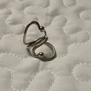 Silver Heart Open Band Ring - Women's Jewelry